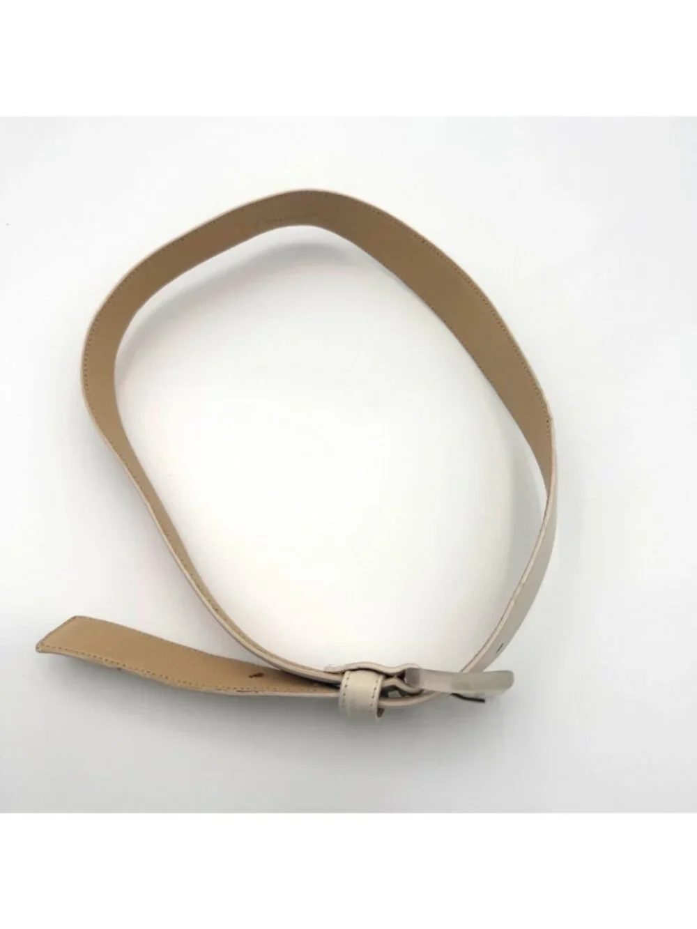 Talbots White Genuine Leather Wide Waist Belt Womens Size S Italy